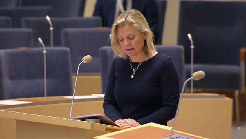 Stillbild från Interpellationsdebatt, Regeringens vilja att låna till bidragshöjningar
