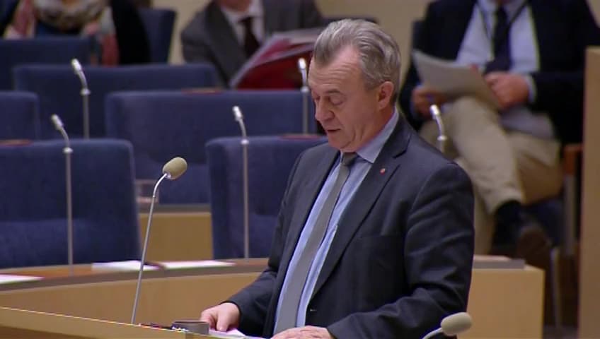 Stillbild från Interpellationsdebatt, Framtidens livsmedelsförsörjning