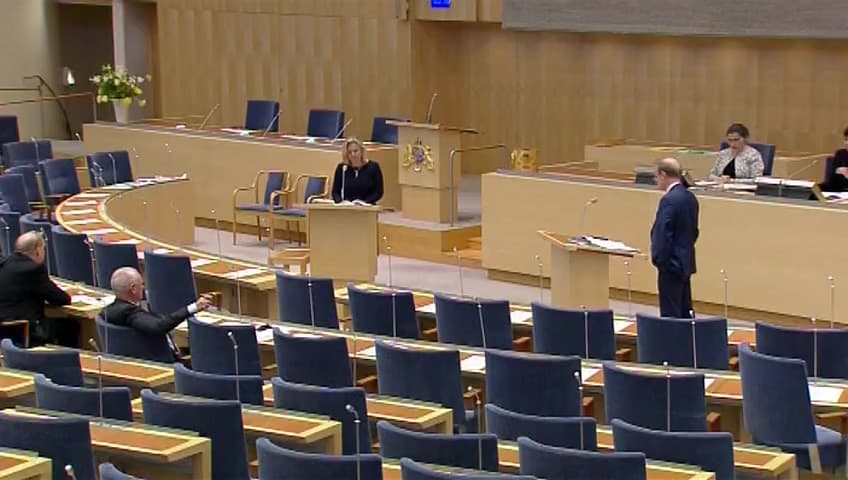 Stillbild från Interpellationsdebatt, Ideella sektorns möjlighet att verka i Sverige