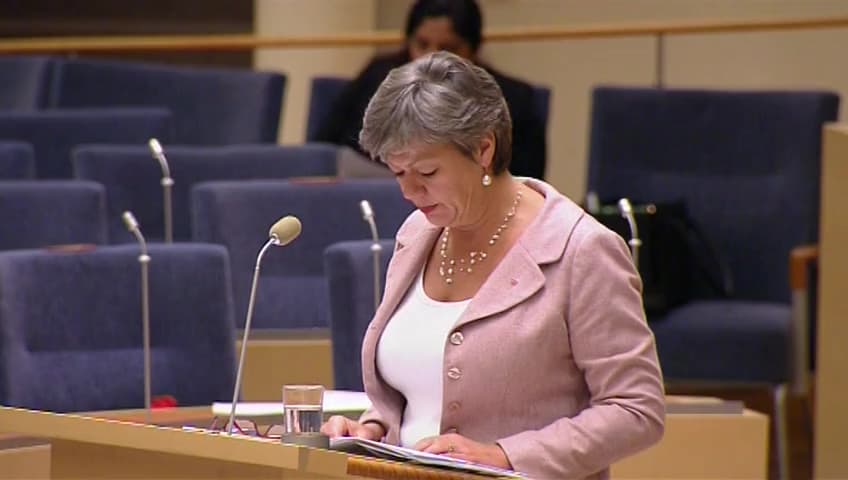 Stillbild från Interpellationsdebatt, Arbetslöshetsmålet