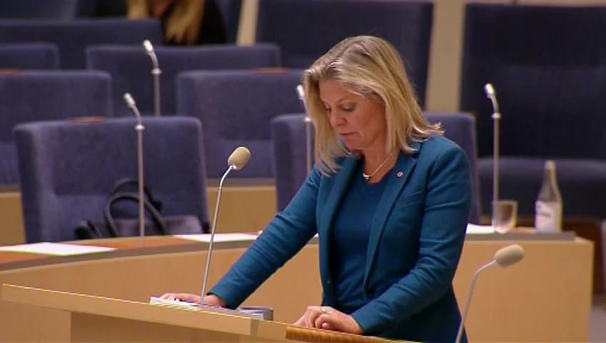 Stillbild från Interpellationsdebatt, Genomförande av ytterligare nedsättning av arbetsgivaravgifter för unga