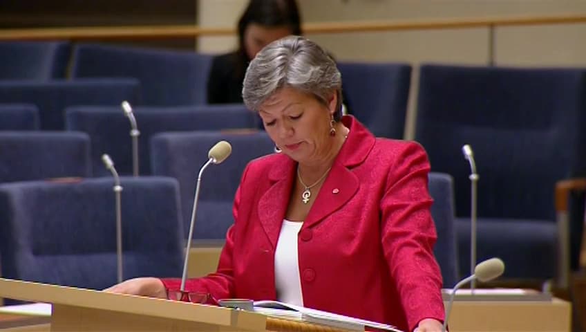 Stillbild från Interpellationsdebatt, Nedläggning av AF-kontor samt geografisk begränsning för den statliga banken SBAB