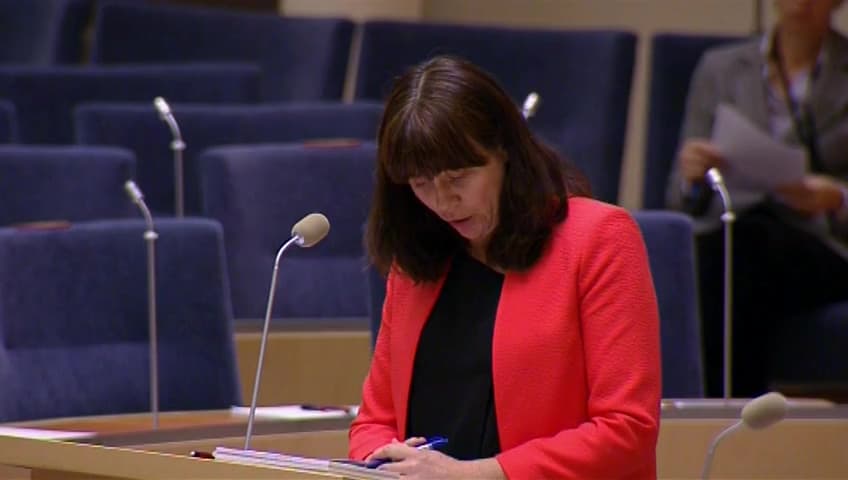 Stillbild från Interpellationsdebatt, Nedläggning av Miljömålsberedningen