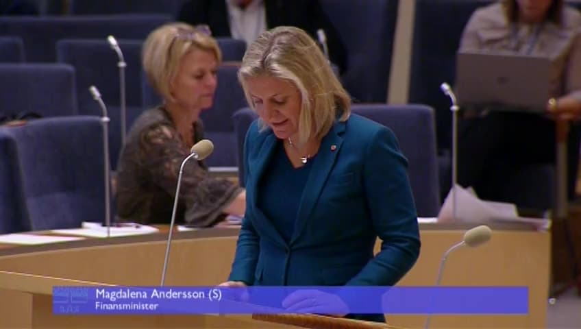 Stillbild från Interpellationsdebatt, Sysselsättningseffekter av särskild löneskatt för pensionärer 