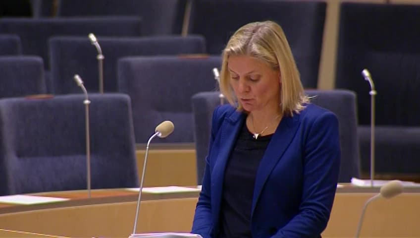 Stillbild från Interpellationsdebatt, Säkrad finansiering av framtidens välfärd
