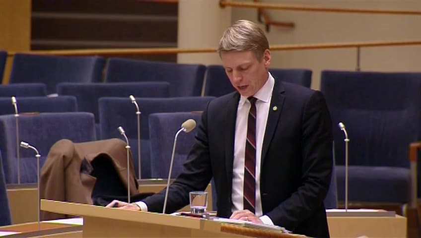 Stillbild från Interpellationsdebatt, Amorteringskrav på bostadslån