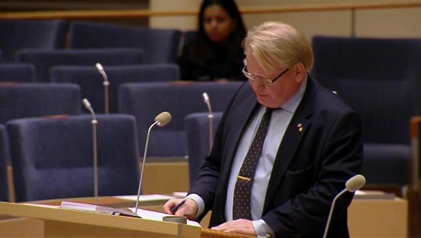 Stillbild från Interpellationsdebatt, Saklig prövning av svenskt medlemskap i Nato