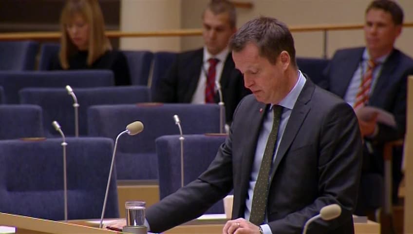 Stillbild från Interpellationsdebatt, Förändring av datalagringsdirektivet