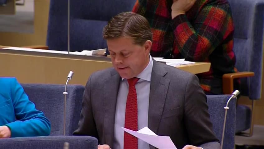 Stillbild från Interpellationsdebatt, Fast förbindelse mellan Helsingborg och Helsingör