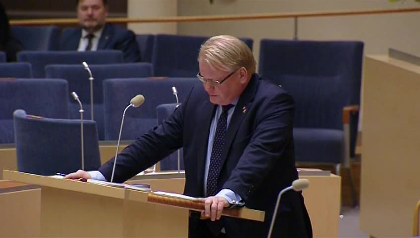 Stillbild från Interpellationsdebatt, Regionala flygplatsers betydelse för Försvarsmakten
