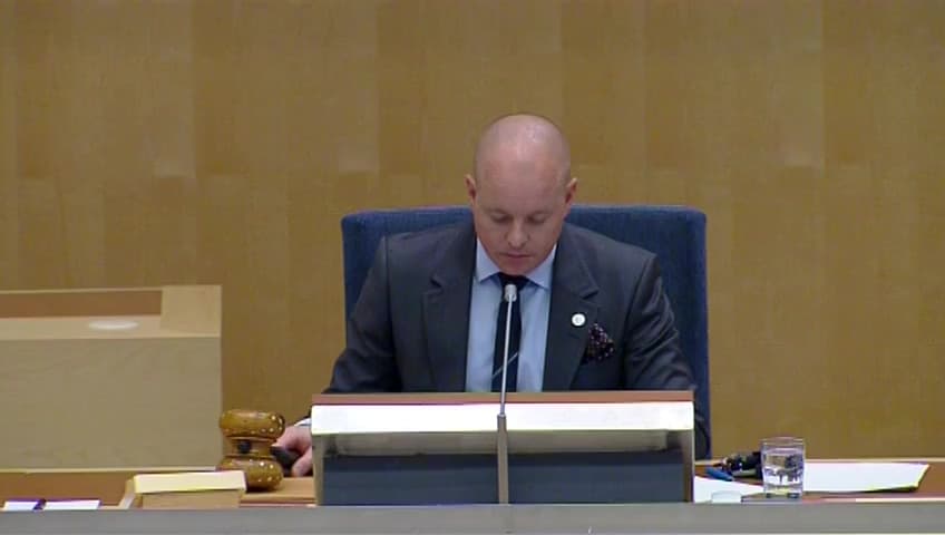 Stillbild från Debatt om förslag, Informationsutbytesavtal med Grenada