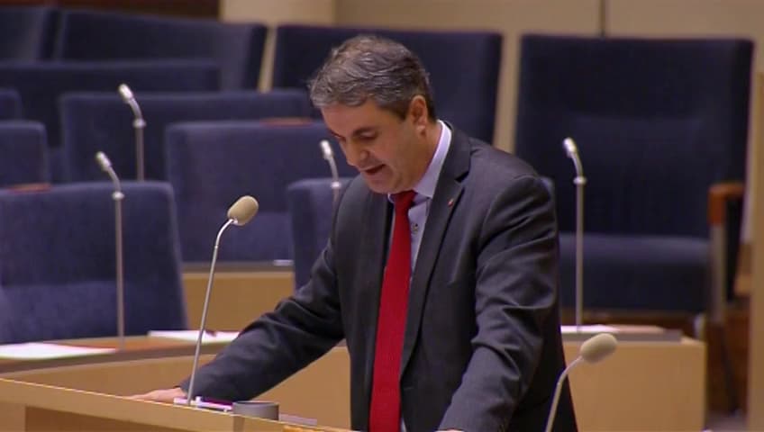 Stillbild från Interpellationsdebatt, Nyttjande av ny och marksnål teknik vid infrastrukturbyggande