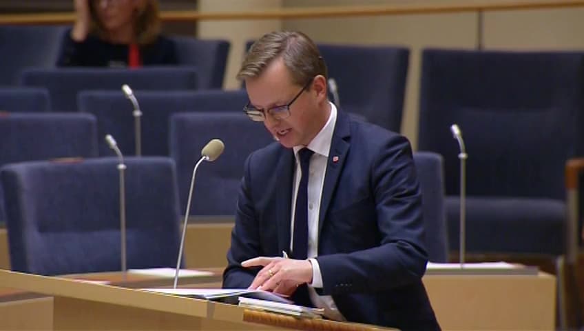 Stillbild från Interpellationsdebatt, Sverige och den svenska utbyteshandeln