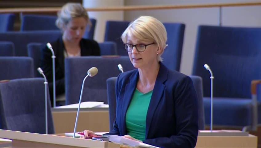 Stillbild från Interpellationsdebatt, Negativa konsekvenser av neddragningen på Arbetsmiljöverket