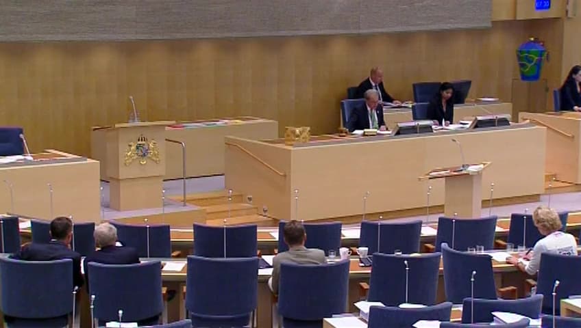 Stillbild från Debatt om förslag, Ny lag om virkesmätning