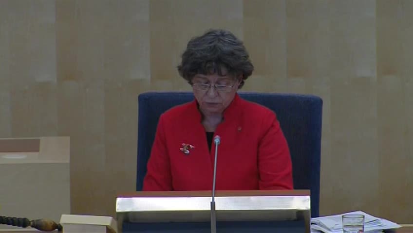 Stillbild från Debatt om förslag, Riksrevisionens rapport om förvaltningen av förvalsalternativet i premiepensionssystemet