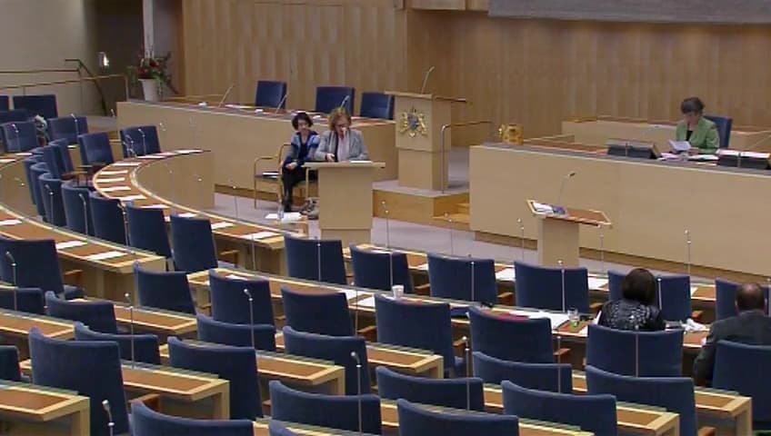 Stillbild från Interpellationsdebatt, Regeringens ambitioner för en ökad jämställdhet