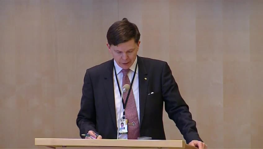 Stillbild från Debatt om förslag, Några ändringar på tryck- och yttrandefrihetens område