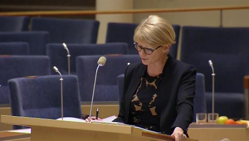 Stillbild från Interpellationsdebatt, Uppsägningar på Arbetsförmedlingen