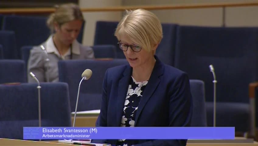 Stillbild från Interpellationsdebatt, Vinstläckage i Arbetsförmedlingens verksamhet