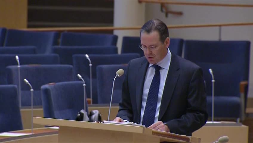 Stillbild från Interpellationsdebatt, Snedvridning av förutsättningarna för biodrivmedel