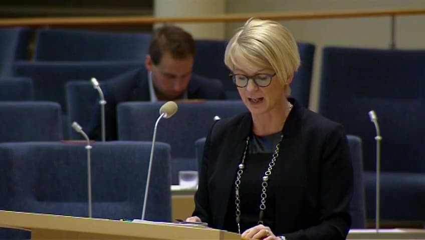 Stillbild från Interpellationsdebatt, Renhållningsarbetares risk för olyckor i samband med färd på ståplatta