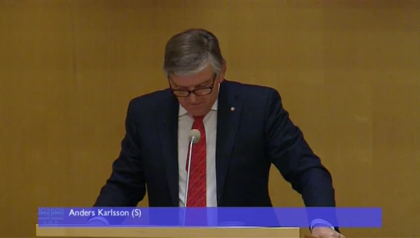 Stillbild från Debatt om förslag, Utgiftsområde 3 Skatt, tull och exekution