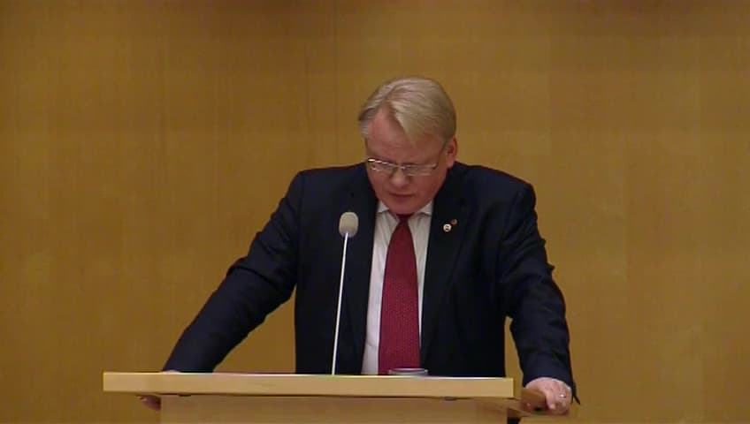 Stillbild från Debatt om förslag, Utgiftsområde 6 Försvar och samhällets krisberedskap
