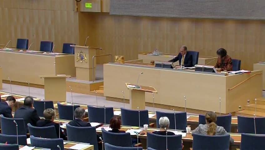 Stillbild från Debatt om förslag, Informationsutbytesavtal med Belize