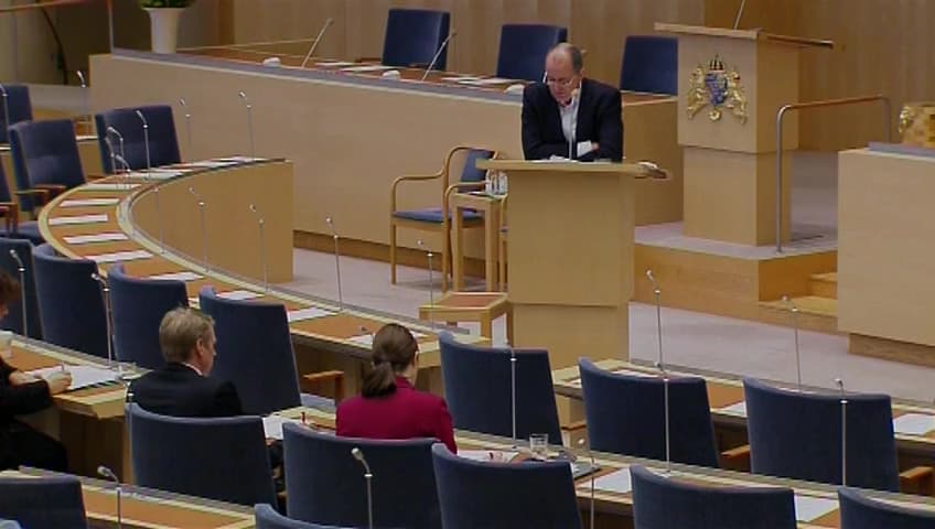 Stillbild från Interpellationsdebatt, Vattenfalls lobbning mot stöd till förnybar energi
