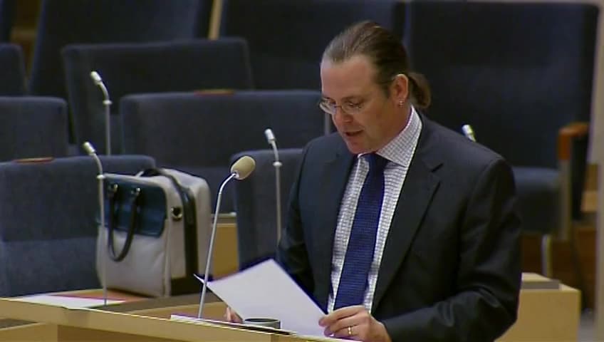 Stillbild från Interpellationsdebatt, Skatteavtalet med Danmark