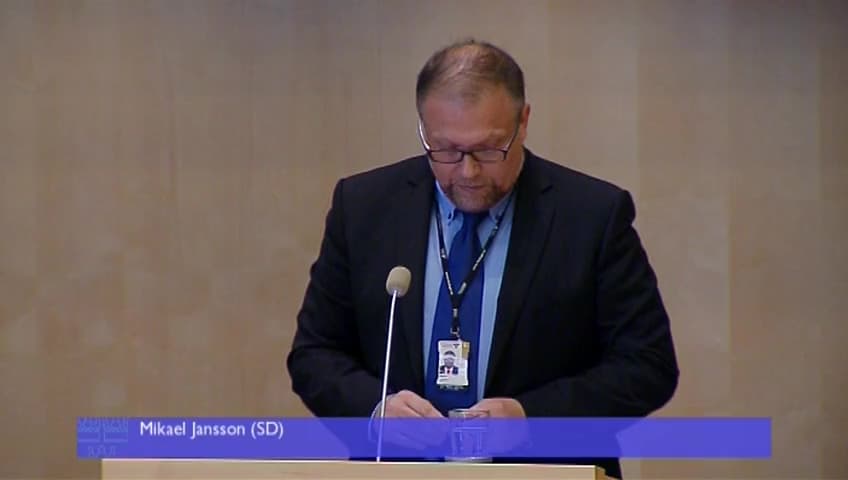 Stillbild från Debatt om förslag, Svenskt deltagande i Förenta nationernas stabiliseringsinsats i Mali