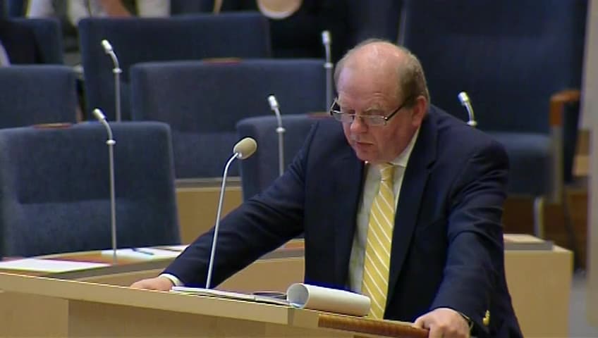 Stillbild från Interpellationsdebatt, Säljbara kvoter och utkastförbud