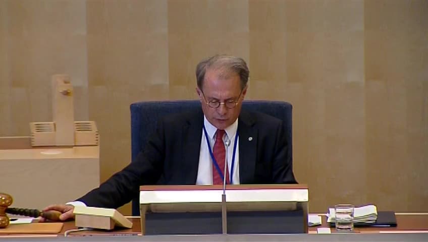 Stillbild från Debatt om förslag, FN:s internationella brottmålstribunaler – avveckling och restfunktioner