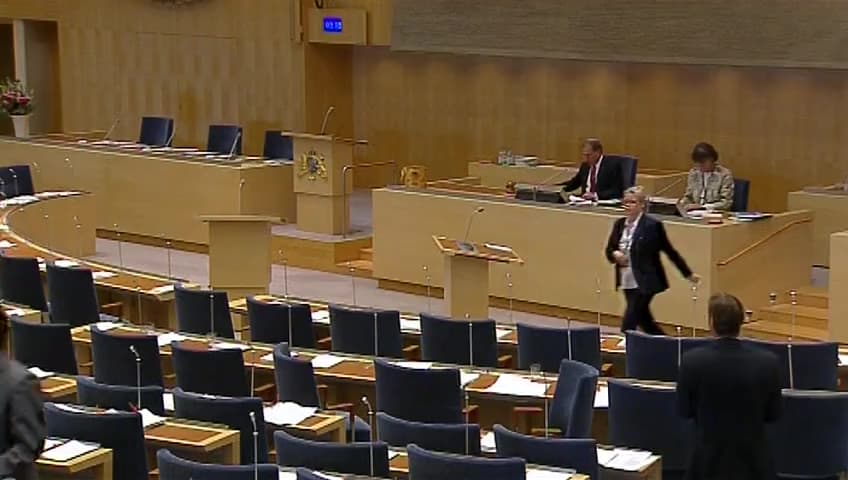 Stillbild från Debatt om förslag, Ändring i skatteavtalet mellan Sverige och Jamaica