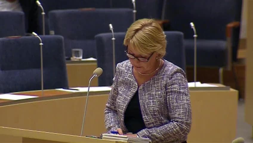 Stillbild från Interpellationsdebatt, Lex Laval och brott mot internationella konventioner