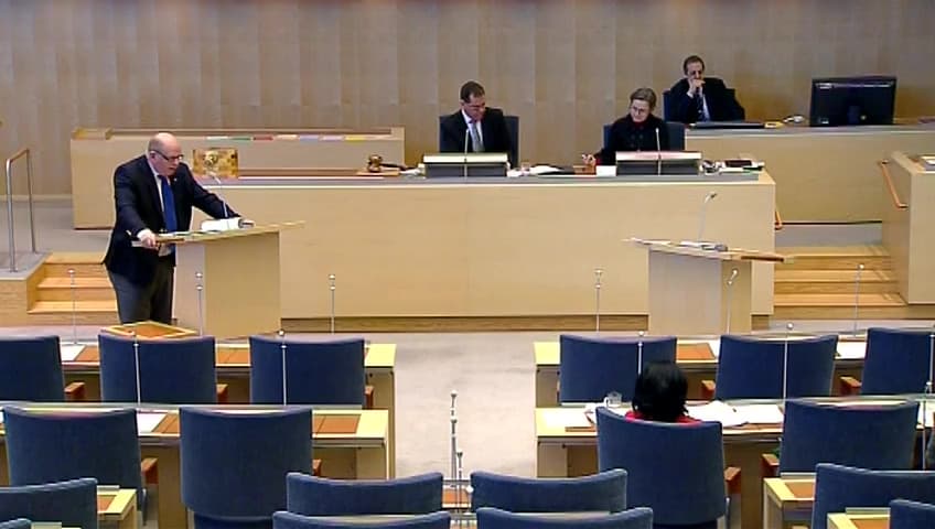 Stillbild från Interpellationsdebatt, Gröna utvecklingsstrategier och förändringar vid SLU