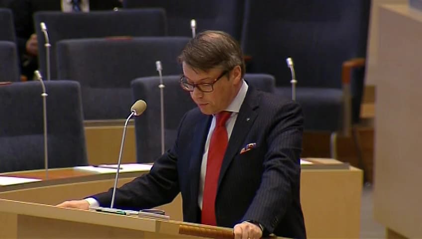 Stillbild från Interpellationsdebatt, Goda anställningsförhållanden i vård, skola och omsorg