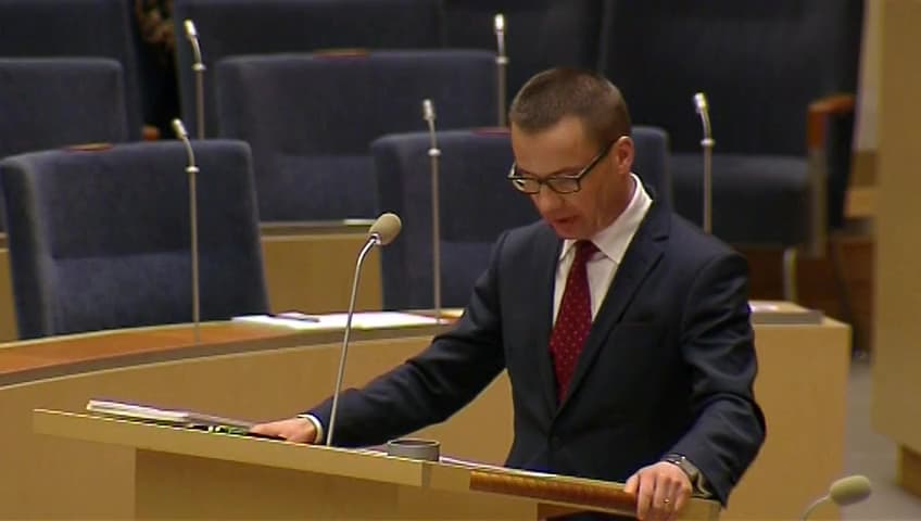 Stillbild från Interpellationsdebatt, Sjukpenninggrundande inkomst, SGI, för företagare som driver aktiebolag