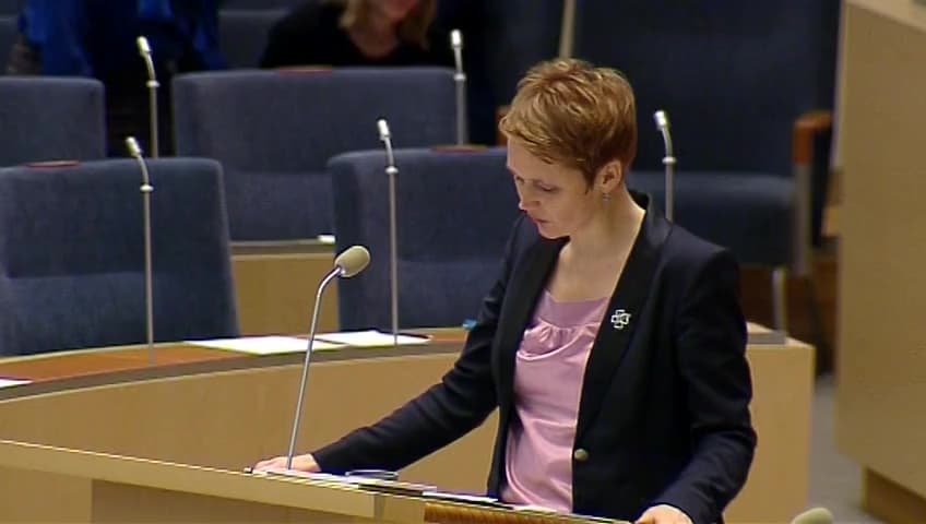 Stillbild från Interpellationsdebatt, Samhällsomfattande posttjänst
