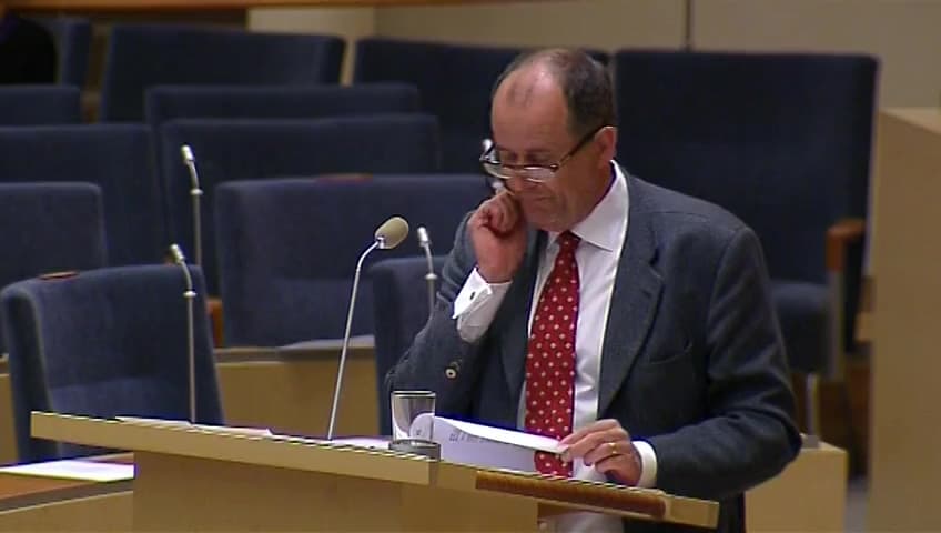 Stillbild från Interpellationsdebatt, Vattenfalls minskande andel av förnybar el