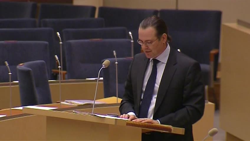 Stillbild från Interpellationsdebatt, Sveriges beredskap för ett eurosammanbrott