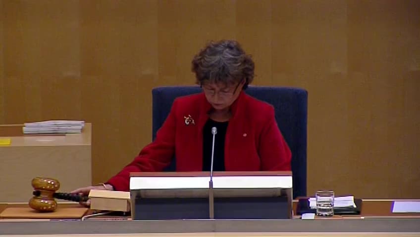 Stillbild från Debatt om förslag, Ändring i dubbelbeskattningsavtalet mellan Sverige och Barbados