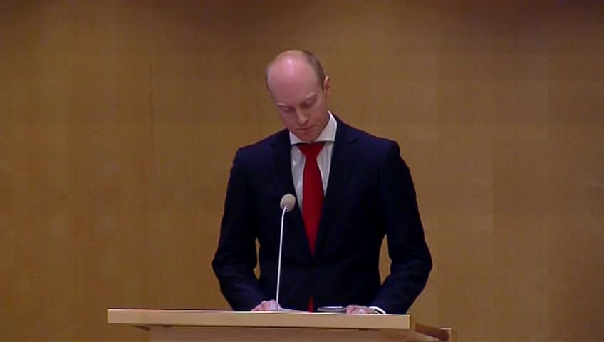 Stillbild från Debatt om förslag, Sekretess för uppgifter i utländska databaser