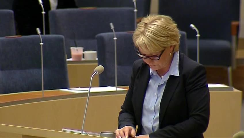 Stillbild från Interpellationsdebatt, Olyckor vid arbetsplatspraktik