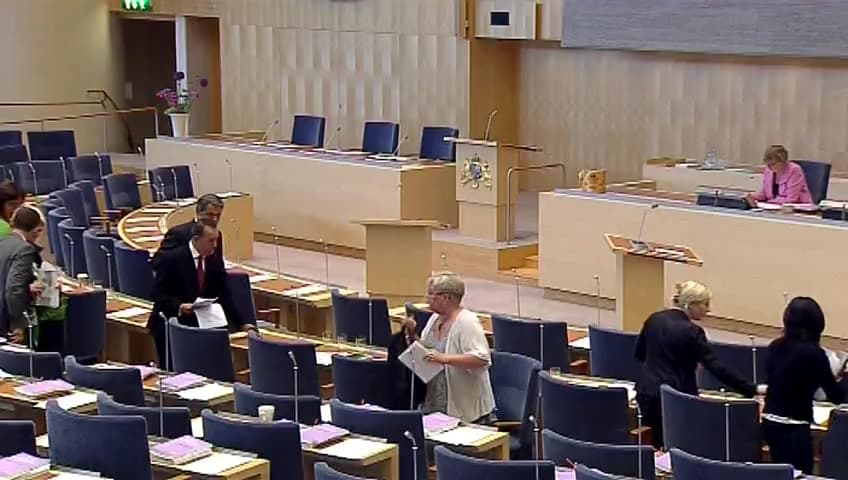 Stillbild från Debatt om förslag, Införande av ett pricksystem på fiskets område