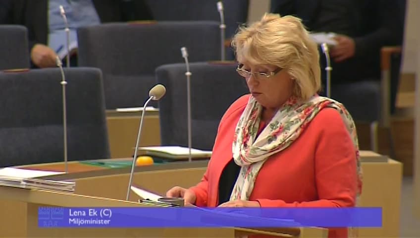 Stillbild från Interpellationsdebatt, Försäljning av utsläppsrätter och det svenska klimatarbetet