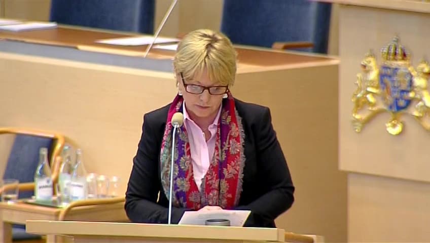 Stillbild från Interpellationsdebatt, Ersättningsnivåer vid arbetslöshet