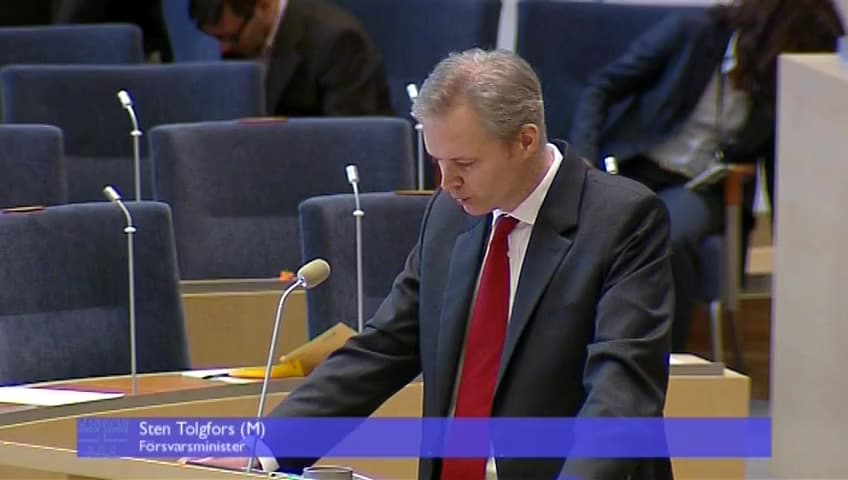 Stillbild från Interpellationsdebatt, Vapenfabrik i Saudiarabien