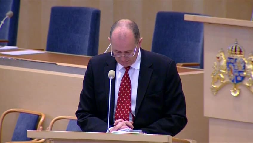 Stillbild från Interpellationsdebatt, Kontrollbesiktning av tunga fordon efter försäljningen av Bilprovningen